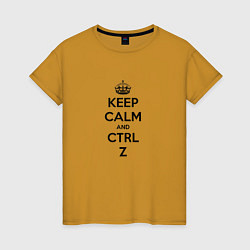 Футболка хлопковая женская Keep Calm & Ctrl + Z, цвет: горчичный