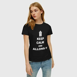 Футболка хлопковая женская Keep Calm & Allons-Y, цвет: черный — фото 2