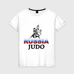 Футболка хлопковая женская Russia judo, цвет: белый