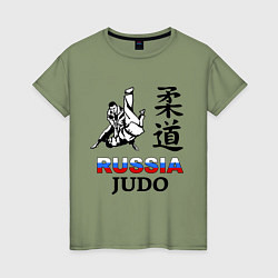Футболка хлопковая женская Russia Judo, цвет: авокадо