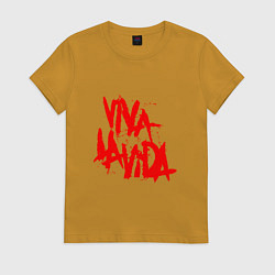 Футболка хлопковая женская Viva La Vida, цвет: горчичный