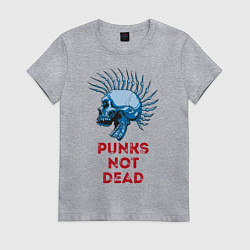 Футболка хлопковая женская Punks not dead, цвет: меланж