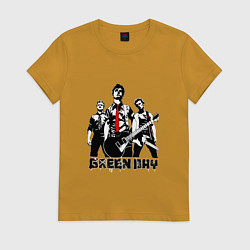 Футболка хлопковая женская Группа Green Day, цвет: горчичный