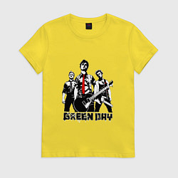 Футболка хлопковая женская Группа Green Day, цвет: желтый