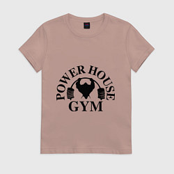 Футболка хлопковая женская Power House Gym, цвет: пыльно-розовый