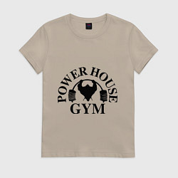 Футболка хлопковая женская Power House Gym, цвет: миндальный
