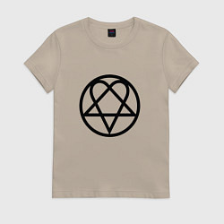 Футболка хлопковая женская HIM Symbol, цвет: миндальный