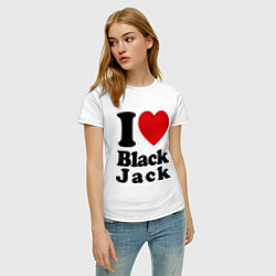Футболка хлопковая женская I love black jack, цвет: белый — фото 2