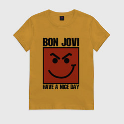 Футболка хлопковая женская Bon Jovi: Have a nice day, цвет: горчичный