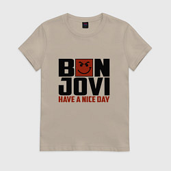 Футболка хлопковая женская Bon Jovi: Nice day, цвет: миндальный