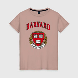 Футболка хлопковая женская Harvard university, цвет: пыльно-розовый