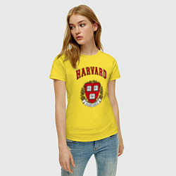 Футболка хлопковая женская Harvard university, цвет: желтый — фото 2