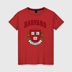 Футболка хлопковая женская Harvard university, цвет: красный