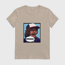 Футболка хлопковая женская Очень странные дела, цвет: миндальный