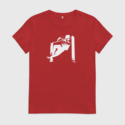 Футболка хлопковая женская Street Workout - выход силой белый, цвет: красный