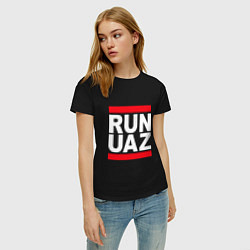 Футболка хлопковая женская Run UAZ, цвет: черный — фото 2
