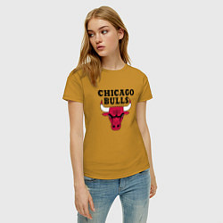 Футболка хлопковая женская Chicago Bulls, цвет: горчичный — фото 2