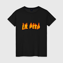 Футболка хлопковая женская Lil Peep: Hell Flame, цвет: черный