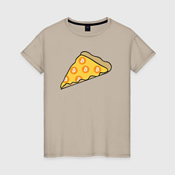 Футболка хлопковая женская Bitcoin Pizza, цвет: миндальный