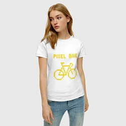 Футболка хлопковая женская Pixel Bike one color, цвет: белый — фото 2