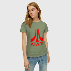 Футболка хлопковая женская Atari, цвет: авокадо — фото 2