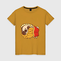 Женская футболка Мопс-картофель фри