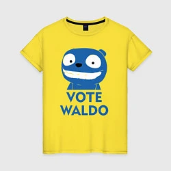 Футболка хлопковая женская Vote Waldo, цвет: желтый