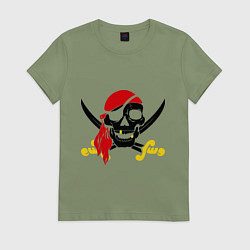 Футболка хлопковая женская Пиратская футболка, цвет: авокадо