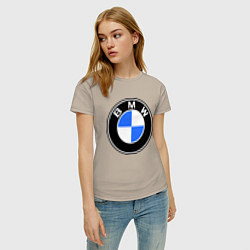 Футболка хлопковая женская Logo BMW, цвет: миндальный — фото 2