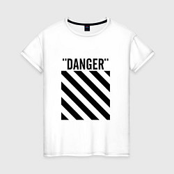 Футболка хлопковая женская Off-White: Danger, цвет: белый