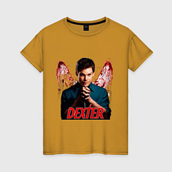 Футболка хлопковая женская Dexter: Blooded wings, цвет: горчичный