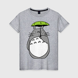 Футболка хлопковая женская Totoro с зонтом, цвет: меланж