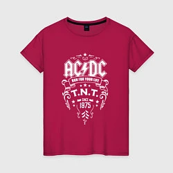 Футболка хлопковая женская AC/DC: Run For Your Life, цвет: маджента