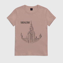 Футболка хлопковая женская Moscow MSU, цвет: пыльно-розовый