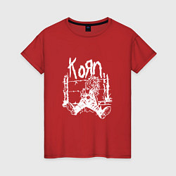 Футболка хлопковая женская Korn, цвет: красный