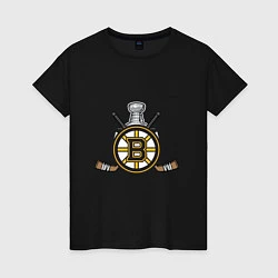 Футболка хлопковая женская Boston Bruins Hockey, цвет: черный