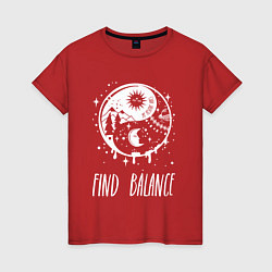 Футболка хлопковая женская Find Balance, цвет: красный