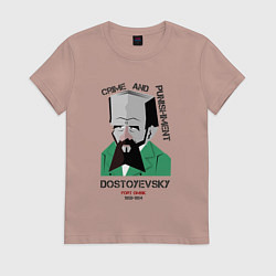 Футболка хлопковая женская Dostoevsky Crime, цвет: пыльно-розовый
