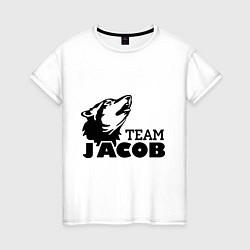 Футболка хлопковая женская Jacob team logo, цвет: белый