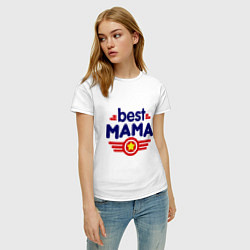 Футболка хлопковая женская Best mama logo, цвет: белый — фото 2
