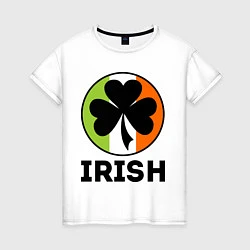 Футболка хлопковая женская Irish - цвет флага, цвет: белый
