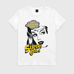 Футболка хлопковая женская Supers Girls, цвет: белый
