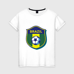 Футболка хлопковая женская Brazil Football, цвет: белый
