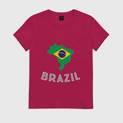 Футболка хлопковая женская Brazil Country, цвет: маджента