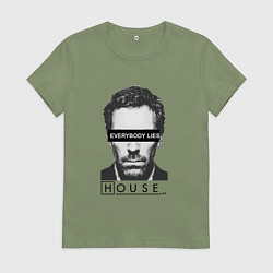 Футболка хлопковая женская Everyboy Lies, цвет: авокадо