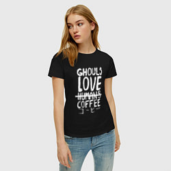 Футболка хлопковая женская Ghouls Love Coffee, цвет: черный — фото 2