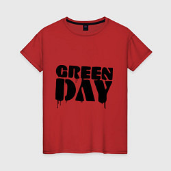 Футболка хлопковая женская Greeen Day: spray style, цвет: красный