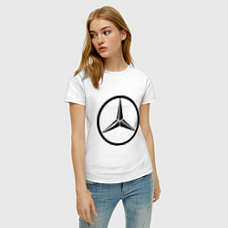 Футболка хлопковая женская Mercedes-Benz logo, цвет: белый — фото 2