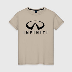 Футболка хлопковая женская Infiniti logo, цвет: миндальный
