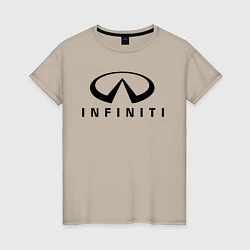 Футболка хлопковая женская Infiniti logo, цвет: миндальный